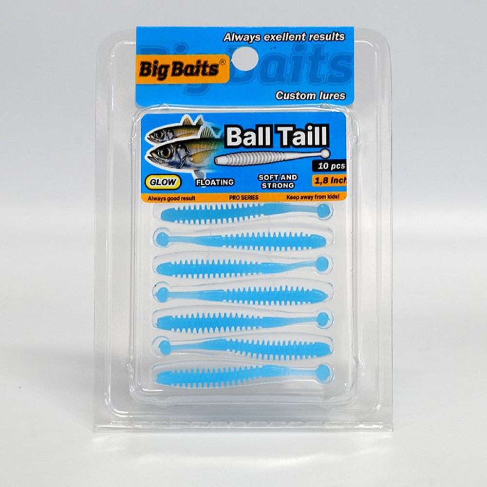 Силикон Big Baits Ball Tail Aji 2.4" #012 blue/glow (10шт.)