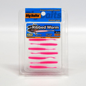 Силикон Big Baits Ribbed Worm Aji 1.8" #013 pink/glow (10шт.)