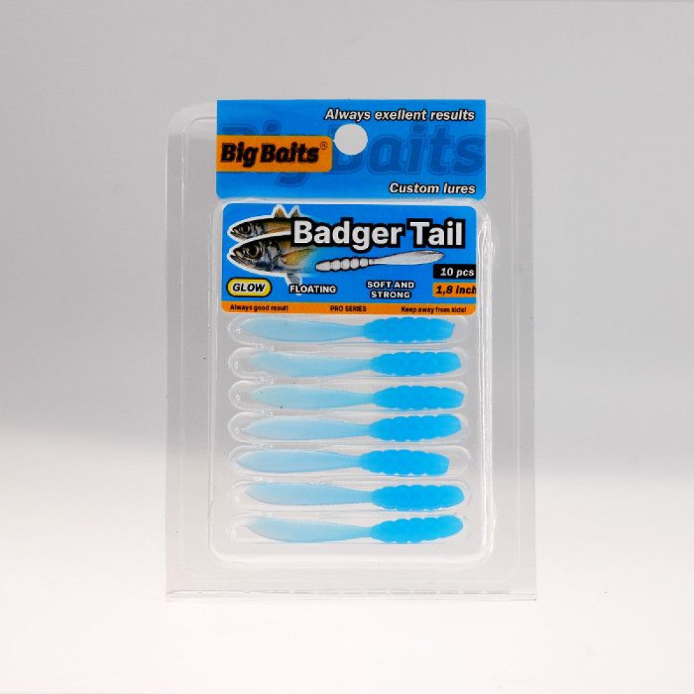 Силикон Big Baits Badger Tail 1.8" #012 blue/glow (10шт.)