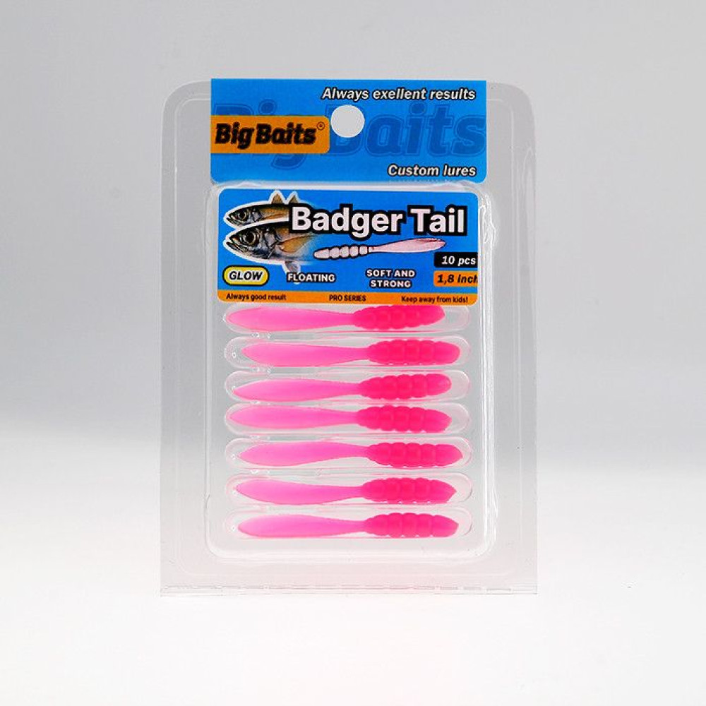 Силикон Big Baits Badger Tail 1.8" #013 pink/glow (10шт.)