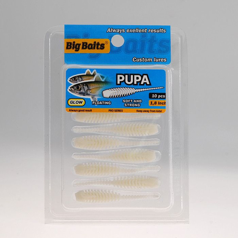 Силикон Big Baits PUPA 1.8" #011 white/glow (10шт.)