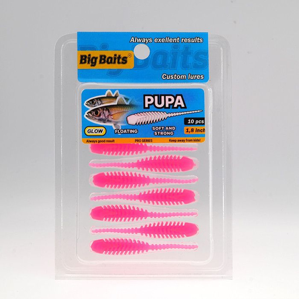 Силикон Big Baits PUPA 1.8" #013 pink/glow (10шт.)