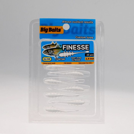 Силикон Big Baits Finesse 1.4" #010 clear/glow (10шт.)