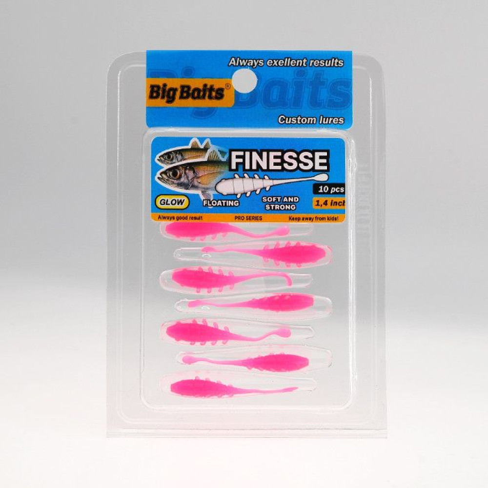 Силикон Big Baits Finesse 1.4" #013 pink/glow (10шт.)