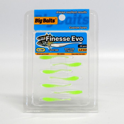 Силикон Big Baits Finesse EVO 1.2" #014 lime/glow (10шт.)