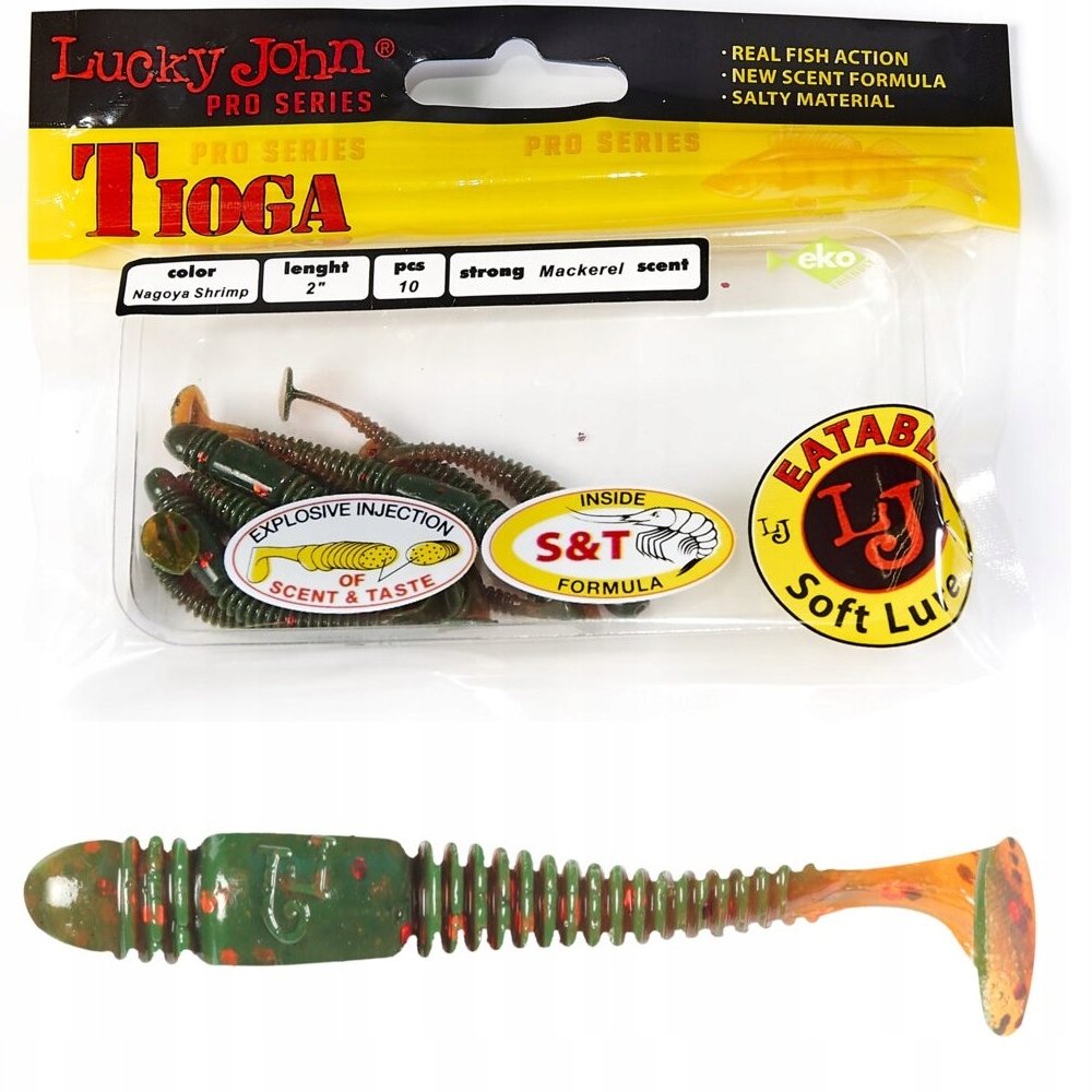 Виброхвост Lucky John Tioga 3.9" 9.9см #085 Nagoya Shrimp (5 шт.)