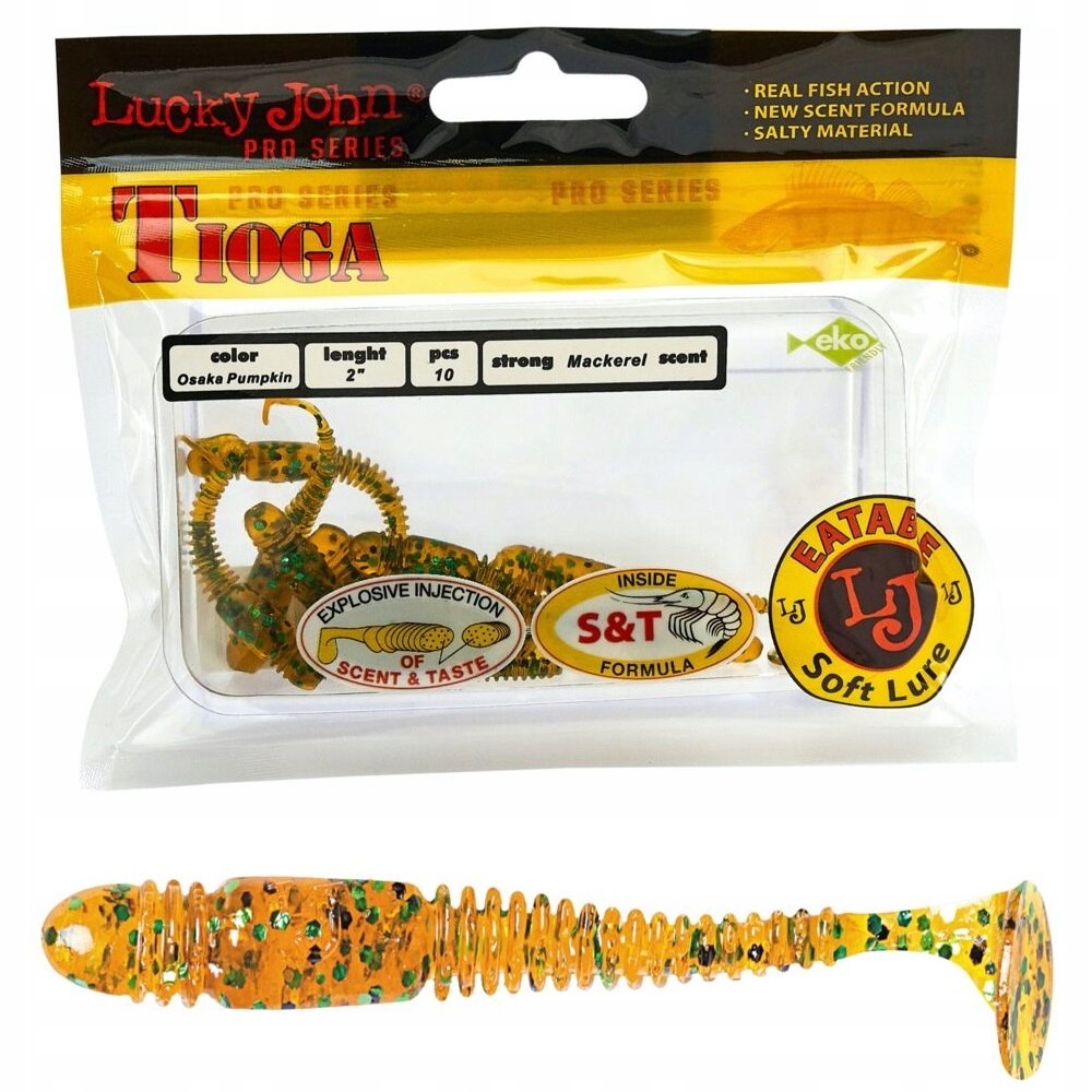 Виброхвост Lucky John Tioga 3.9" 9.9см #PA19 Osaka Pumpkin (5 шт.)