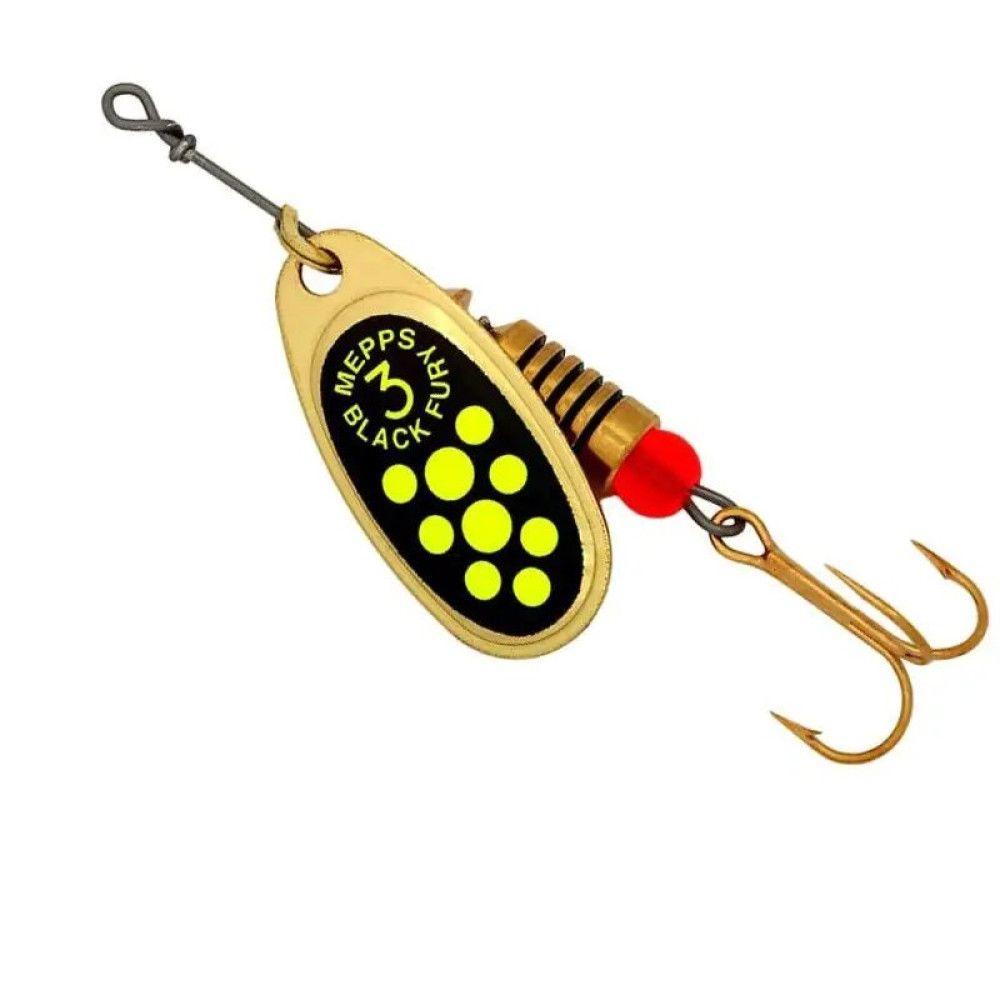 Блешня Mepps Black Fury Gold/Chartreuse Dots №3 6.5g