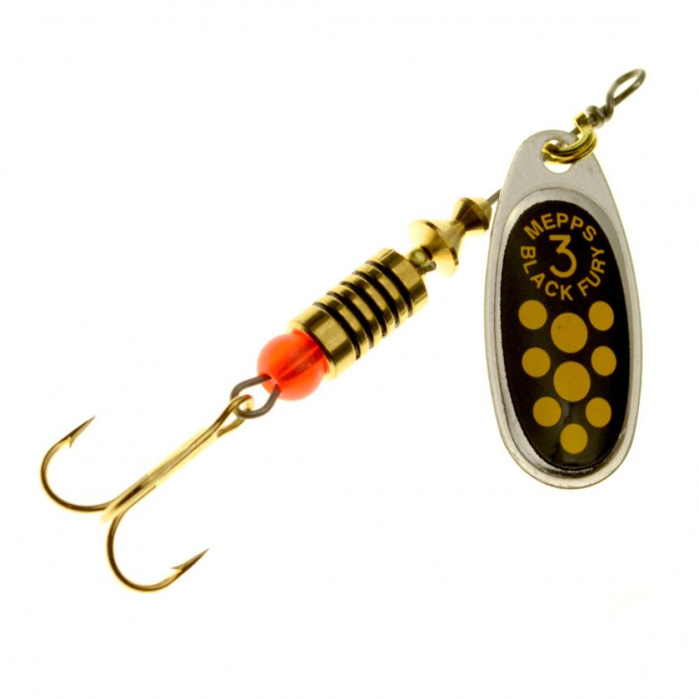 Блесна Mepps Black Fury Silver/Yellow Dots №3 6.5g