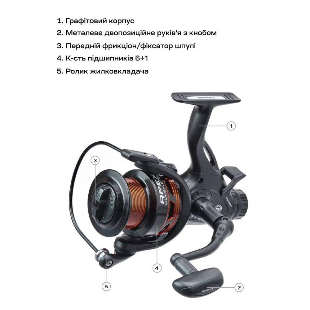 Катушка Brain Apex Double Baitrunner 3000 6+1BB