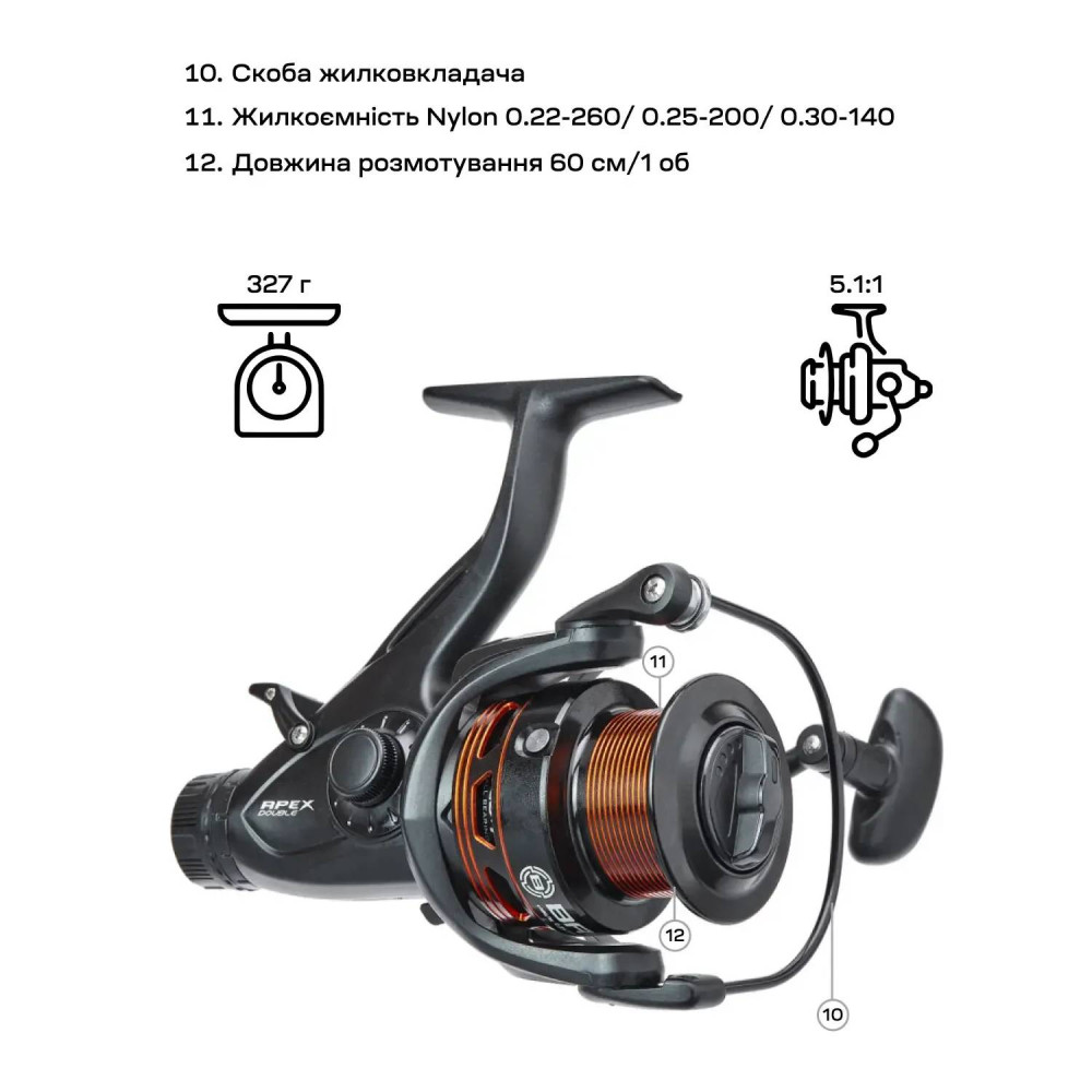 Катушка Brain Apex Double Baitrunner 3000 6+1BB