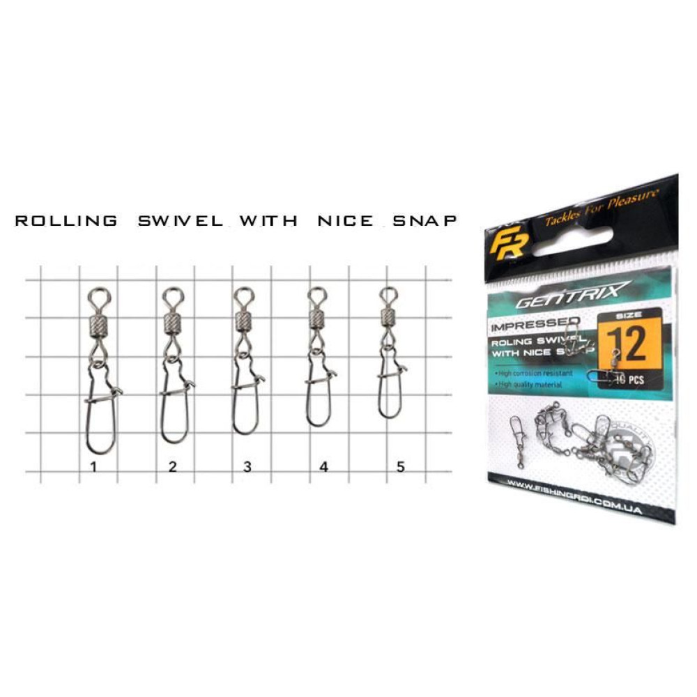 Вертлюг с карабином Fishing ROI Impressed rolling swivel with nice snap №6 (10шт.)