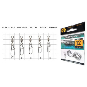 Вертлюг з карабіном Fishing ROI Impressed rolling swivel with nice snap №6 (10шт.)