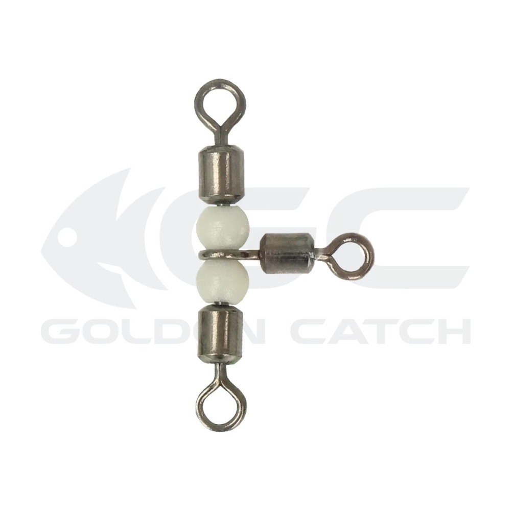 Вертлюг Golden Catch тройной с бусинками №10×12 (5 шт.)