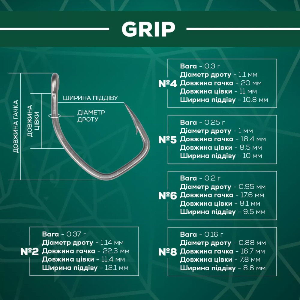 Крючок GC G.Carp Grip TF №4 (10шт.)