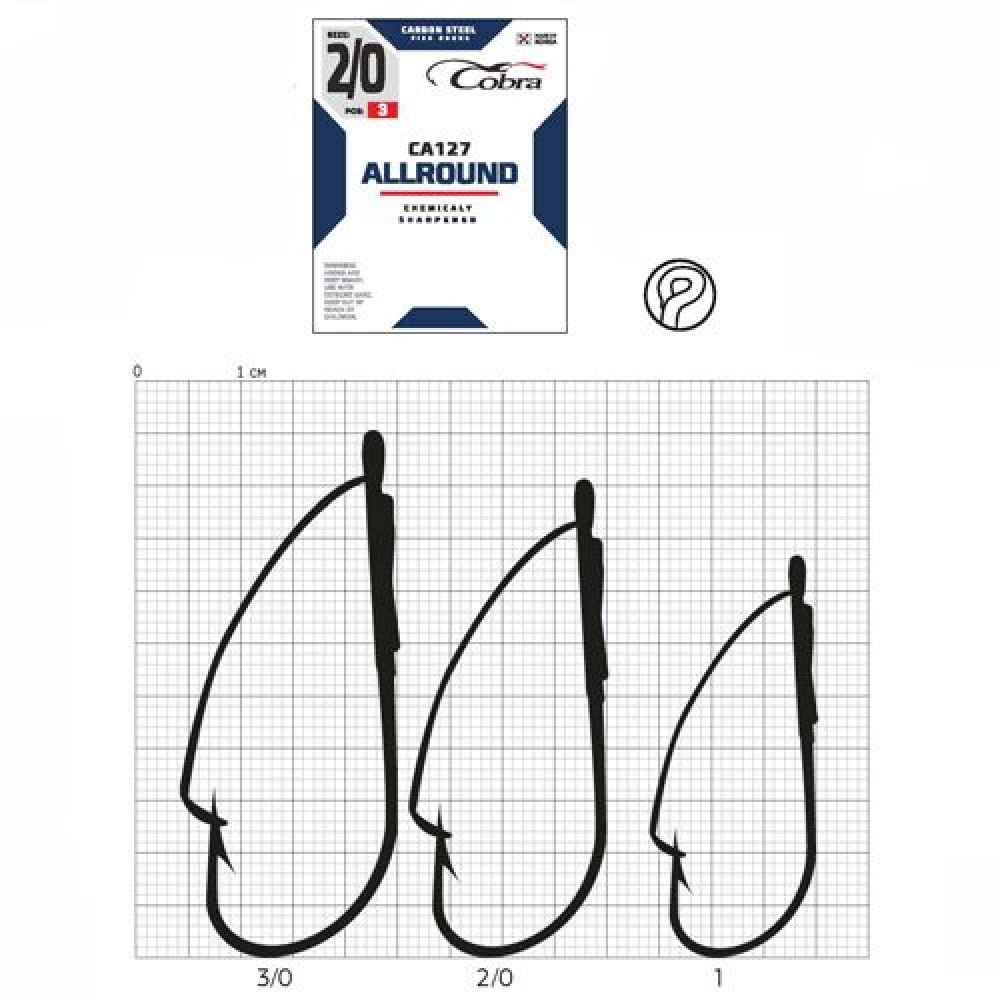 Крючок Cobra Weedless ALLROUND CA127 №2/0 (3шт.)