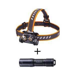 Фонарь налобный Fenix HM65R + фонарь ручной Fenix E01 V2.0 в подарок